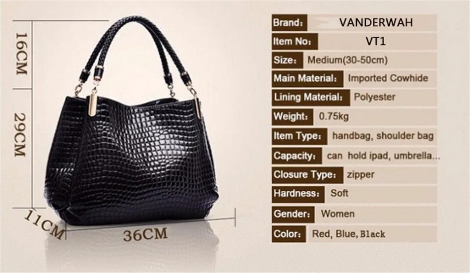 Women's Luxury Woven Handle Crocodile Pattern Casual Tote Handbags