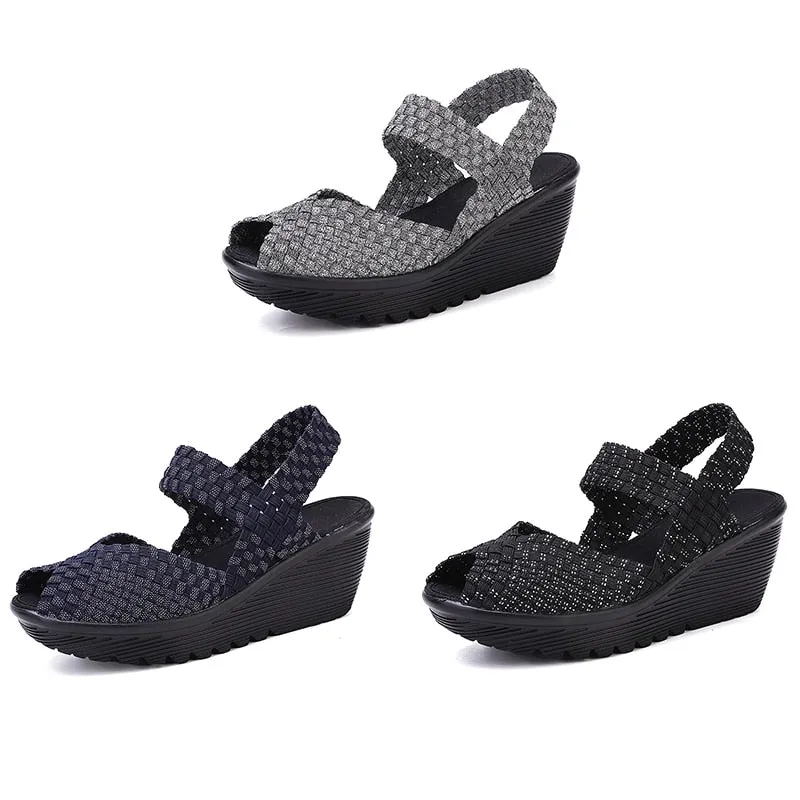 Women's Summer Casual Side Open Vamp Ankle Strap Hi-Heel Sandals