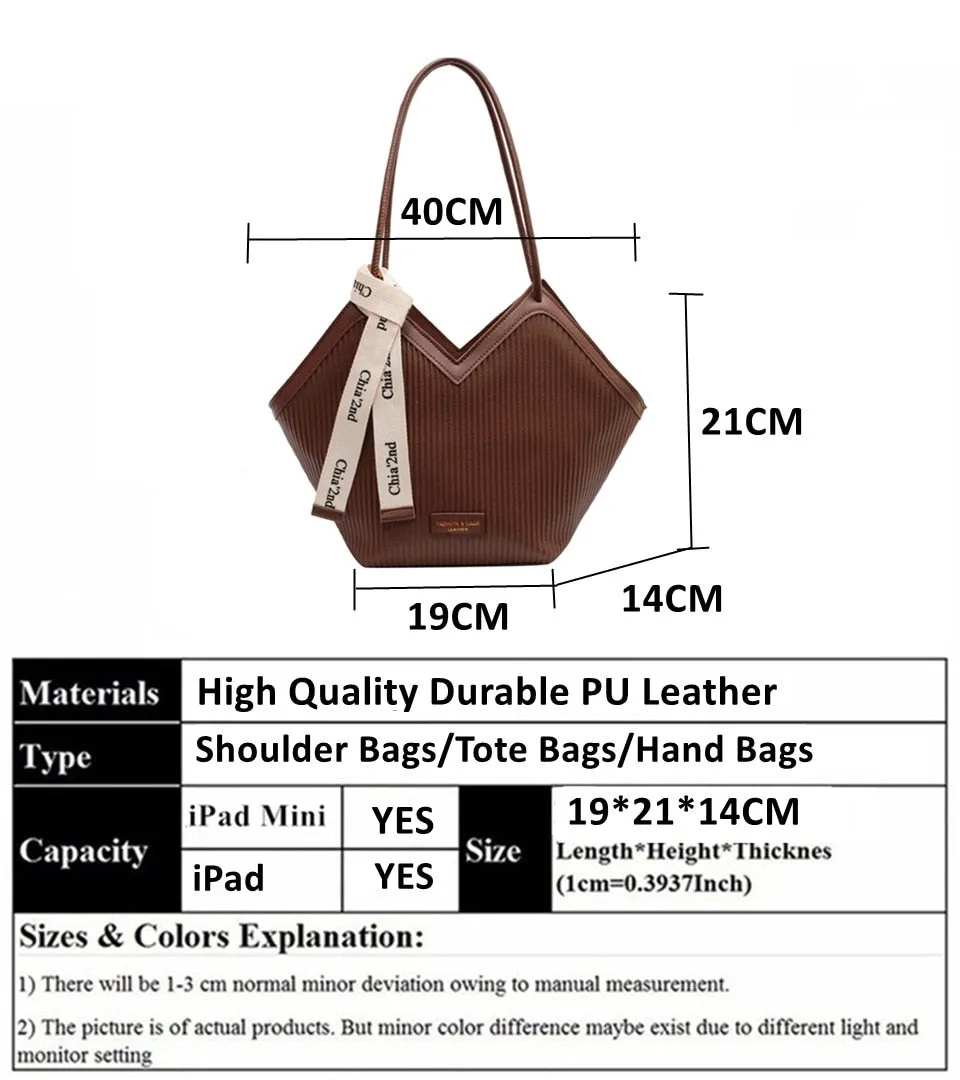 Women's Vintage Casual Pleated Pattern Zipper Tote Shoulder Handbag