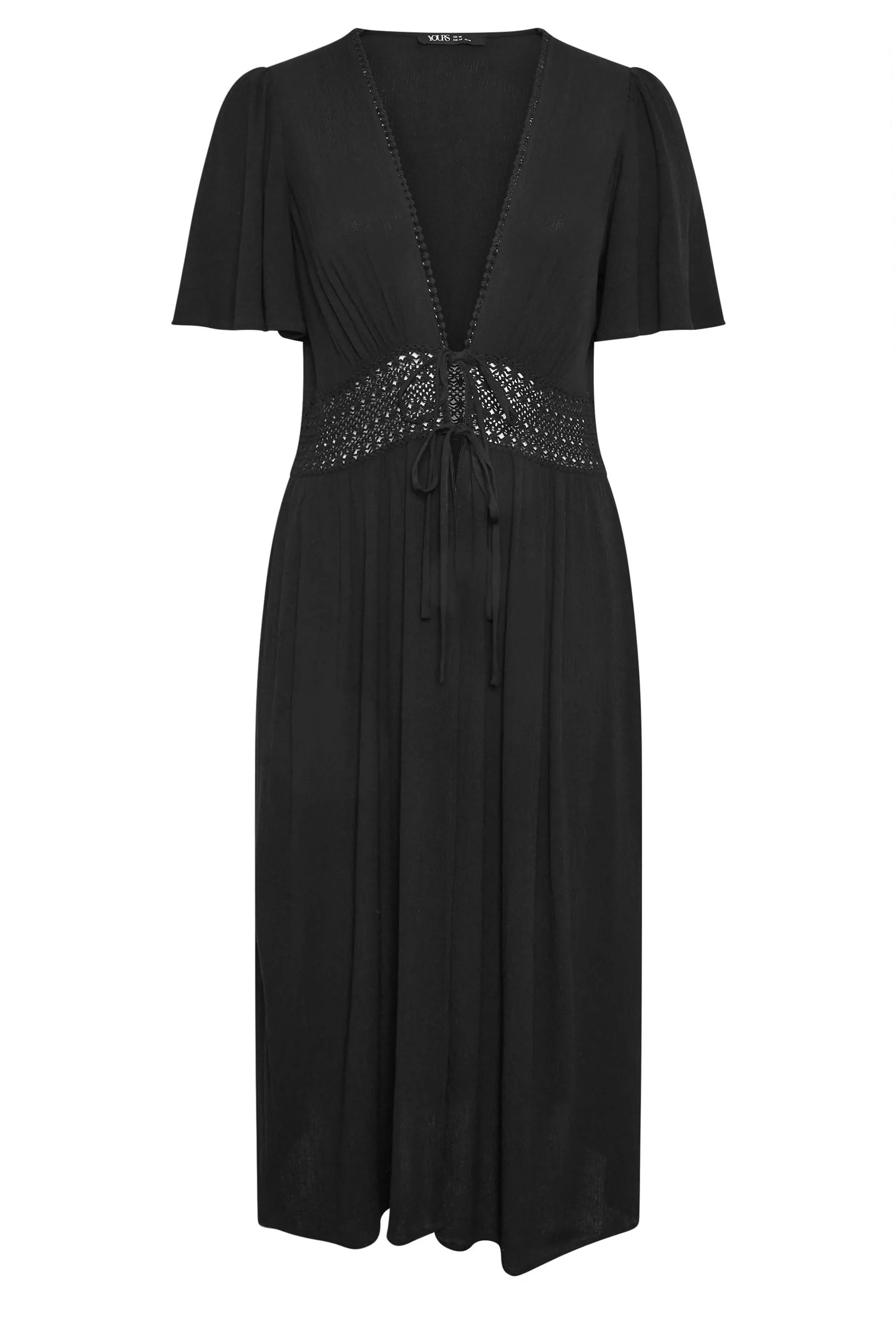 YOURS Curve Black Crinkle Maxi Kimono