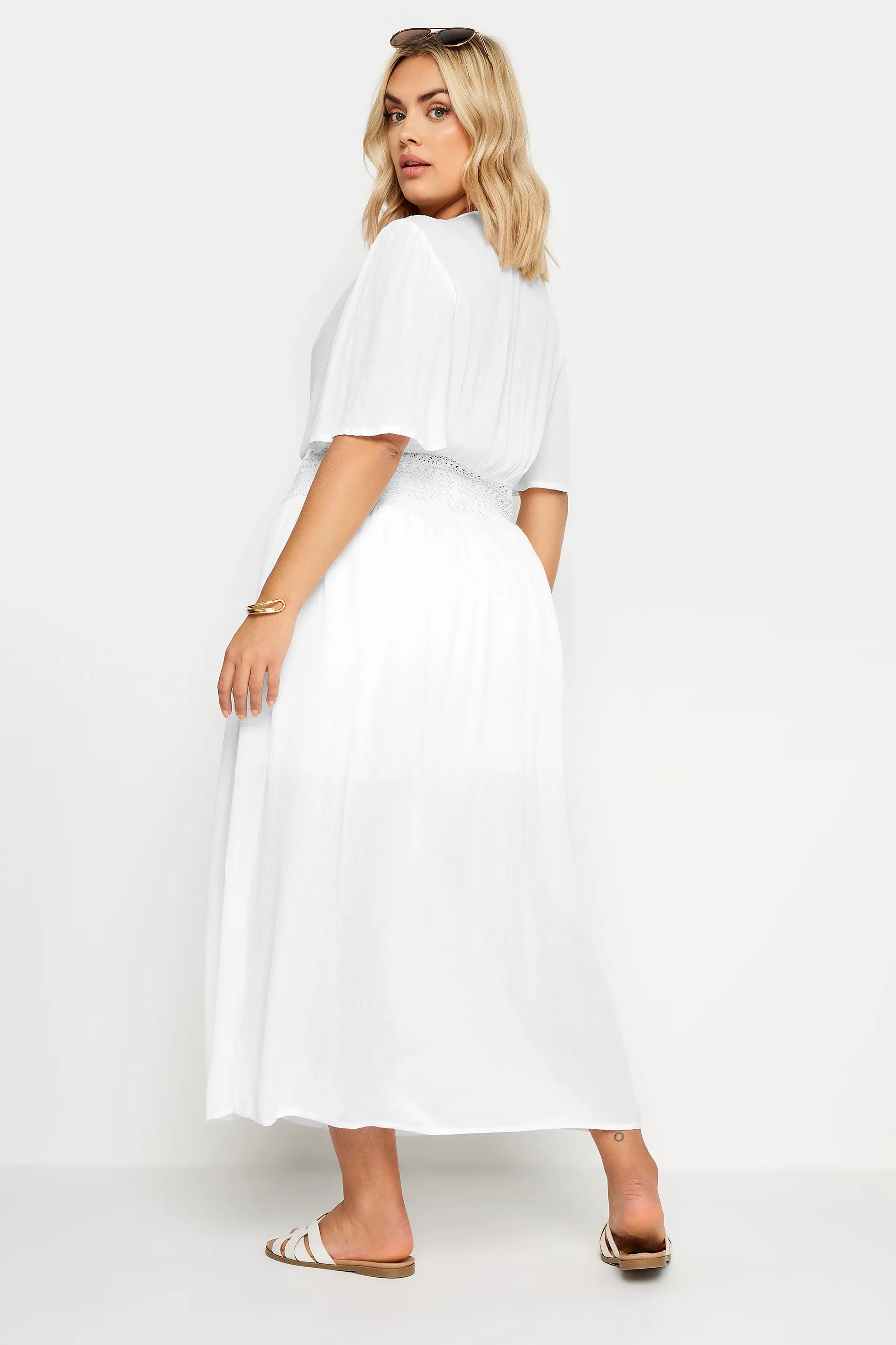 YOURS Curve White Crinkle Maxi Kimono